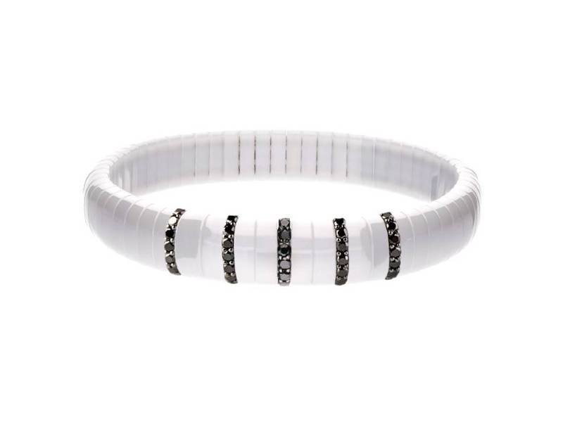 BRACCIALE PURA CERAMICA BIANCA E DIAMANTI NERI ROBERTO DEMEGLIO GC4B5DNOB